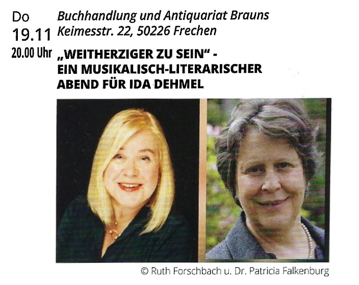 Weitherziger zu sein - ein literarischer Abend für Ida Dehmel